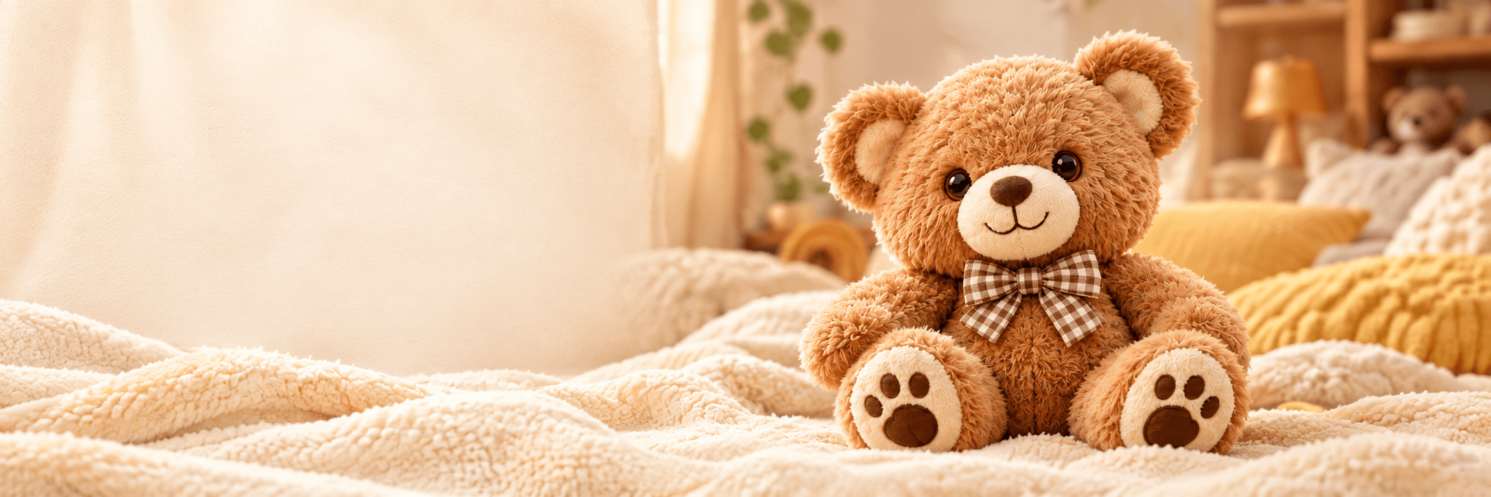 Osito de peluche con un lazo de cuadros